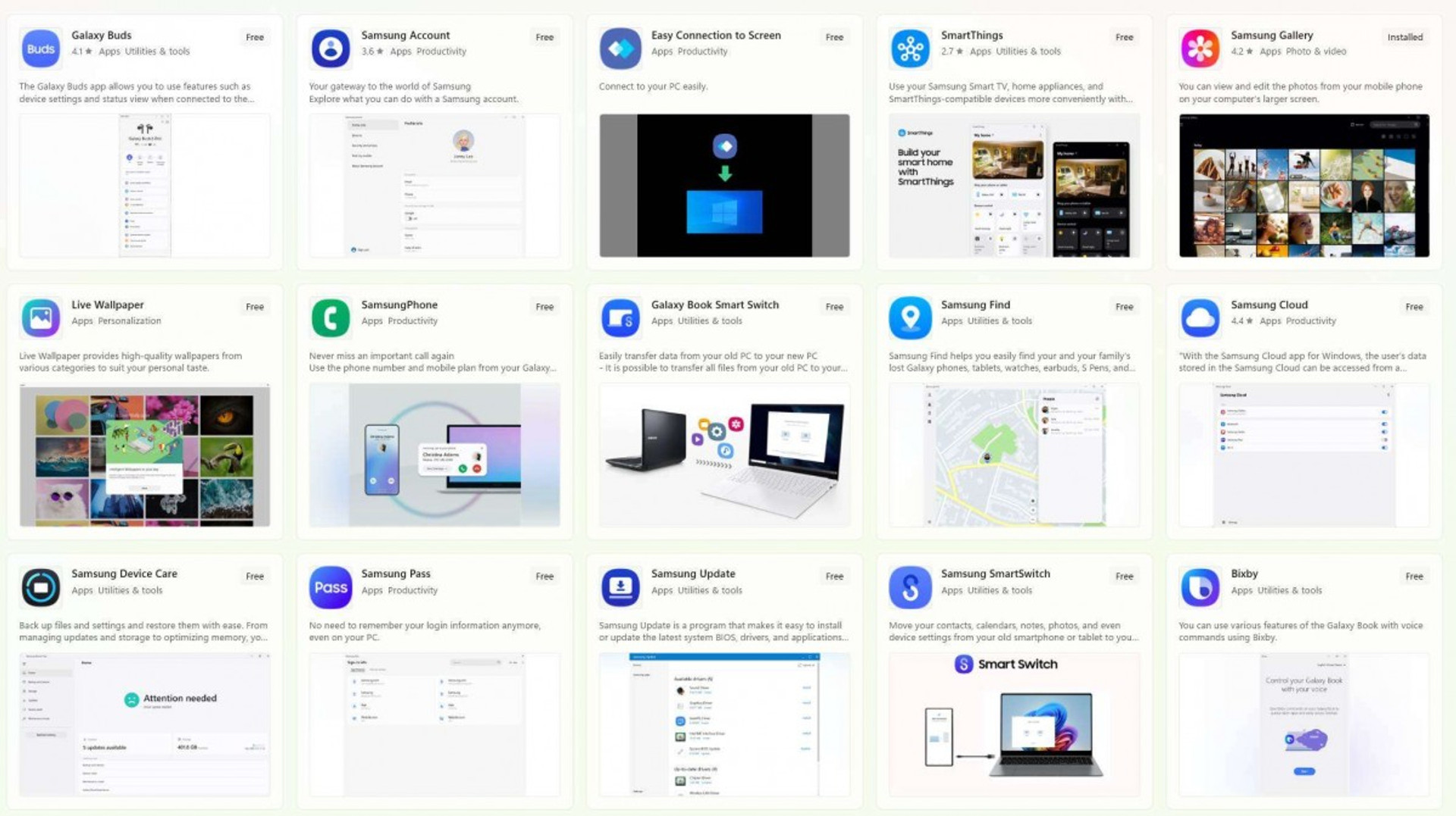 Додатки Samsung, які доступні в Microsoft Store для всіх користувачів Windows